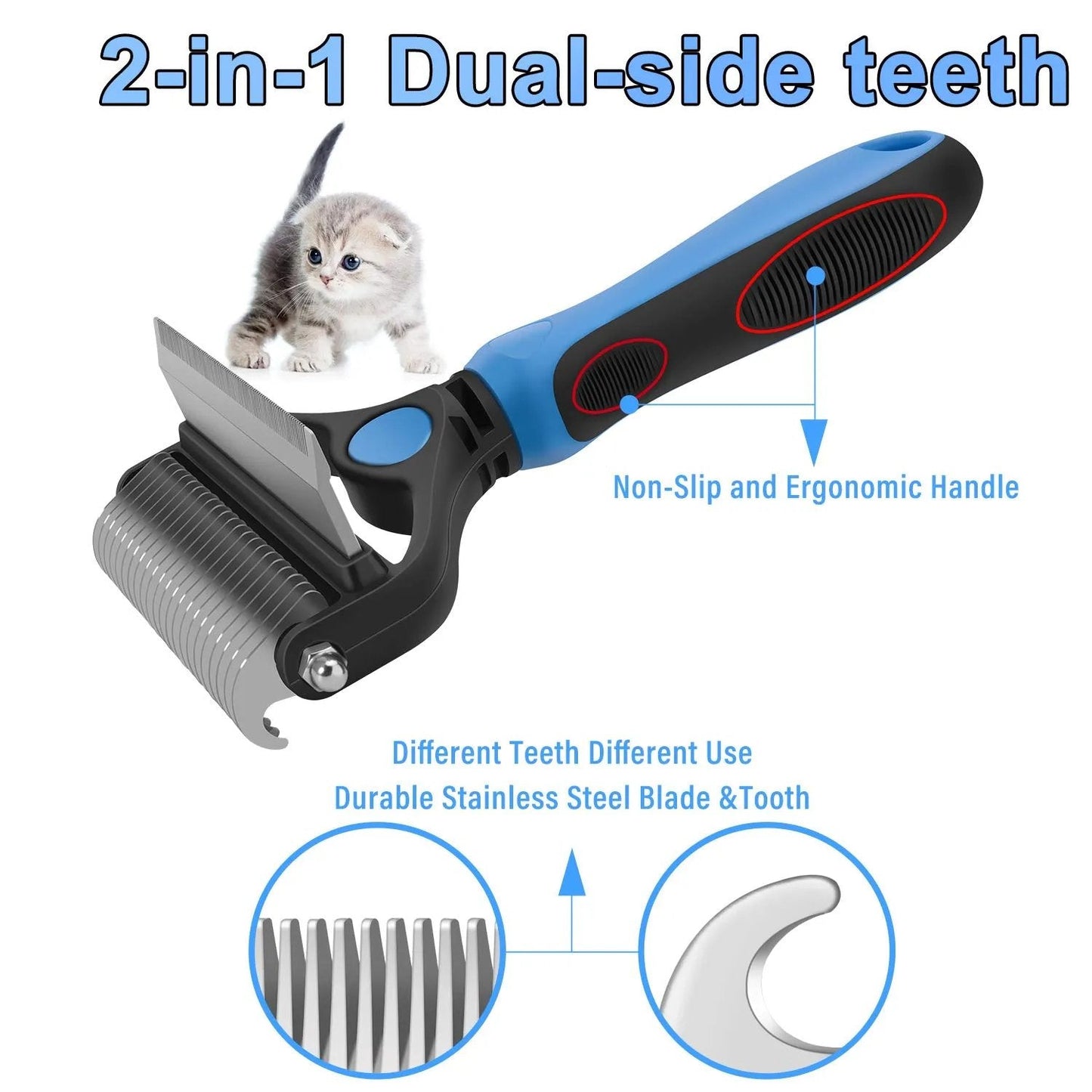 🐾 Professional Deshedding Tool for Dogs & Cats – Gentle, Efficient & Fur-Free Home ✨💖（Big Sale）