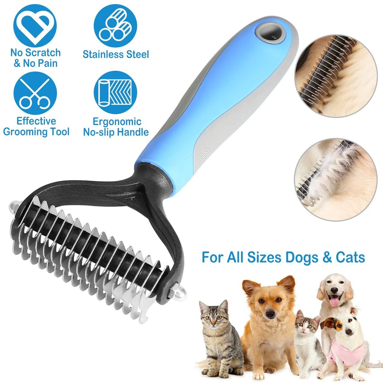 🐾 Professional Deshedding Tool for Dogs & Cats – Gentle, Efficient & Fur-Free Home ✨💖（Big Sale）