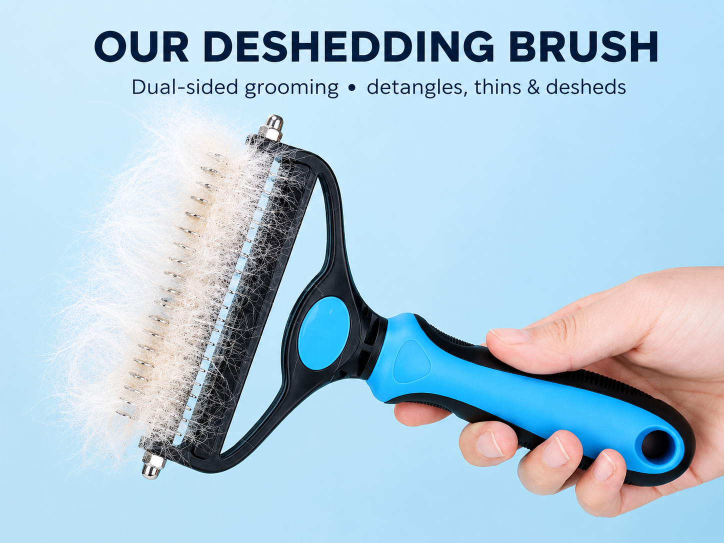 Our dual-sided deshedding pet brush